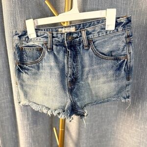 Free People Denim Shorts Button Fly Cut Off Distressed 61855-16515125 Size W 27